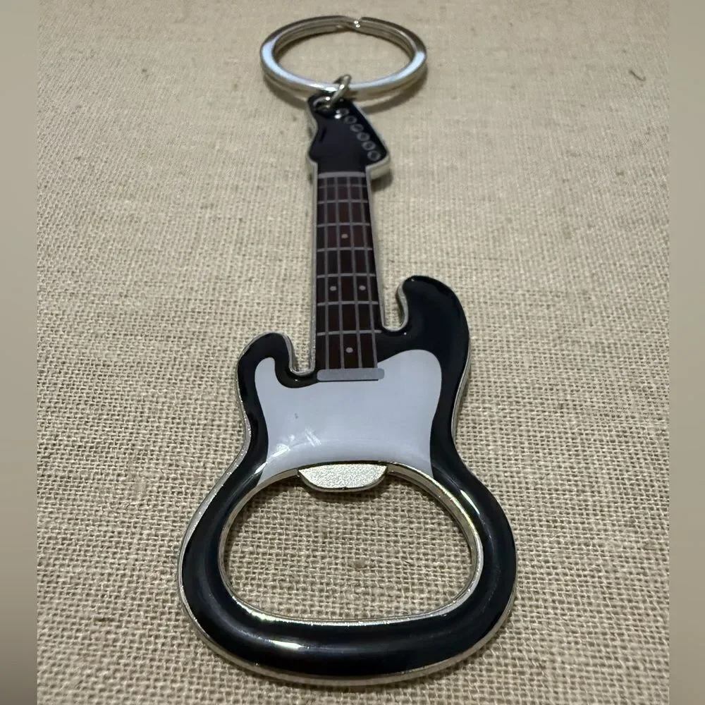 Electric Guitar Keychain Bottle Opener – Rock Music Lover Gift in Black …
